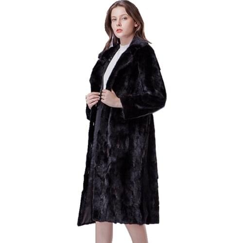 Luxury Genuine Mink Fur Coat Jacket Autumn Winter Genuine Women Fur Outerwear Plus Size 3XL LF9071