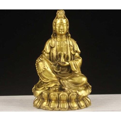 Guanyin copper Avalokiteshvara antique do old Kwan-yin figure blessing peace and security the statue of Buddha