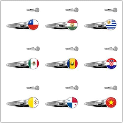 Chile Hungary Uruguay Mexico Romania Croatia Vatican Panama Vietnam National Flag Glass Cabochon Hairpins For Women Girls Gift