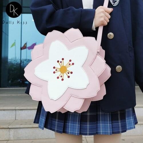 Kawaii Sakura Shape Shoulder Bag Fashion Purses and Handbags for Women Lolita Pink Crossbody Bag Girls Large Capacity JK Bag