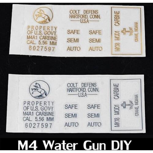 Tactical M4 M4a1 Metal Sticker Water Bullet Gun Sticker Gel Ball Blaster Airsoft Paintball Accessories DIY Gold Metal Stickers