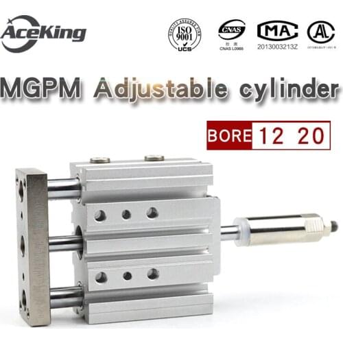 MGPM Three shaft cylinder with adjustable stroke of guide rod MGPM12/16/20*30X40X50X75X100X150-20/30/50-XC8 MGPM12*20-20-XC8