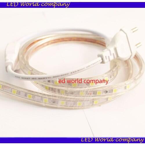 Waterproof AC220V - 240V LED Strip light 5050 SMD 60LEDs/M Decor Outdoor/ Indoor lighting String Tape With EU Power Plug Adapter