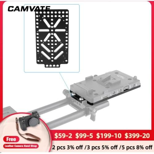 CAMVATE Aluminum Alloy Camera Cheese Plate Battery Backboard For DSLR Camera V Lock Power Supply Plate Power Distributor Adapter