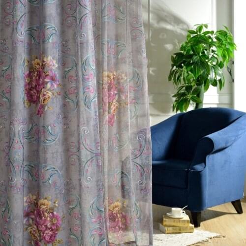 New Chinese style cotton linen curtain printing for living room bedroom study retro European style flower bamboo curtains custom