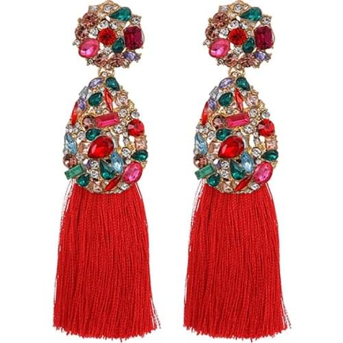 ZHINI 2020 New Design Ethnic Long Tassel Earrings for Women Boho Color Crystal Dangle Earring Wedding Handmade Jewelry brincos