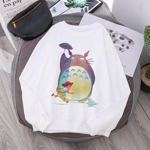 Totoro Harajuku Gothic Summer anime Cartoon Print Girls Pullover Autumn Long Sleeve Hoodies Plus Size Loose Women Sweatshirts