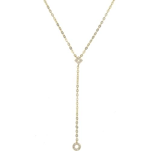 2019 Hot Sale Gold color Long Tassel circle cz Choker Necklace Accessories For Women Jewelry delicate tiny Layer Choker necklace