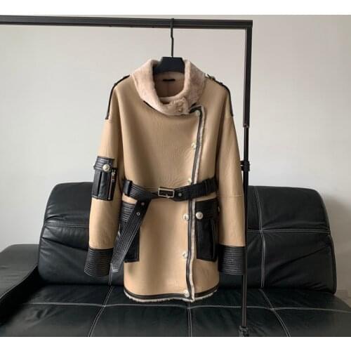 Winter 2020 New Fur Integrated Coat Womens Long Leather Lamb Fur Fur Fur Slimming Coat Women Coats Jackets Winter Long Fur