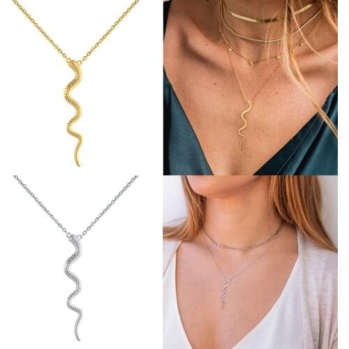 Snake Animal Wild Necklace For Women 925 Sterling Silver Jewelry Charming Pendant Chain 18K Choker Bijoux Collar Joyero Collares