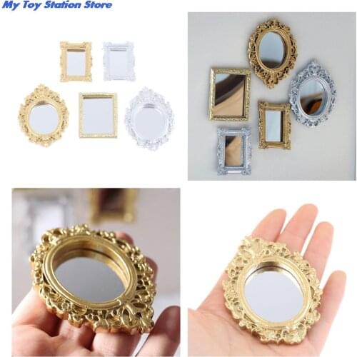 1/12 Dollhouse Miniature Frame Accessories Furniture Miniature Mirror Wall Room Mirror Doll House Mirror