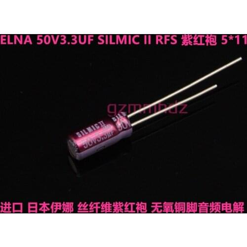 10pcs/20PCS NEW ELNA RFS SILMIC II 50V3.3UF 5X11MM SILMICII 3.3UF 50V hot sale SILMIC2 3.3UF/50V Purple Red Robe 50v 3.3uf