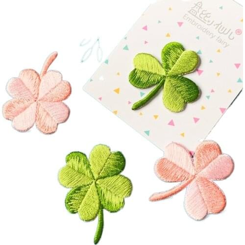 20pcs/lot Embroidery Patches Lucky Four Leaf Clover Shirt Clothing Decoration Sewing Accessories Diy Iron Heat Transfer Applique