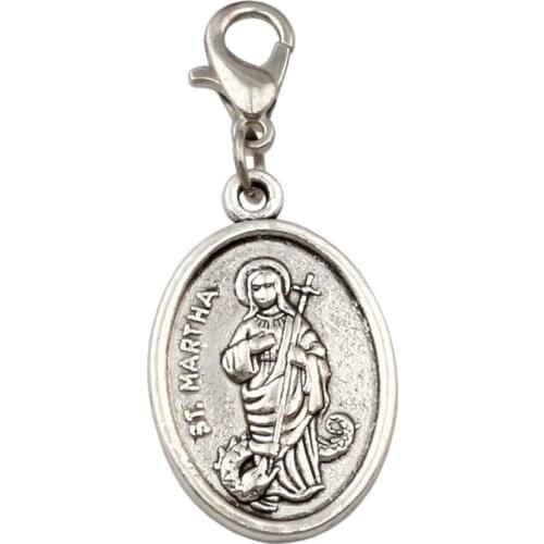 100Pcs/lots Zinc alloy ST. MARTHA religion Charms Bead with Lobster clasp Fit Charm Bracelet DIY Jewelry 16.2x40mm A-249b