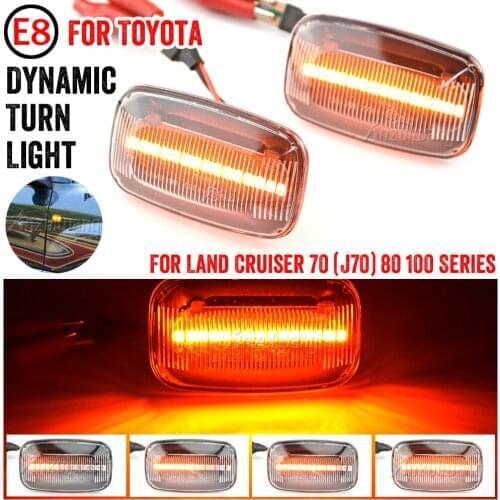 2Pcs Flowing Led Side Marker Turn Signal Lights Indicator Blinker Lamps For Toyota Landcruiser Land Cruiser 70 80 100 Series