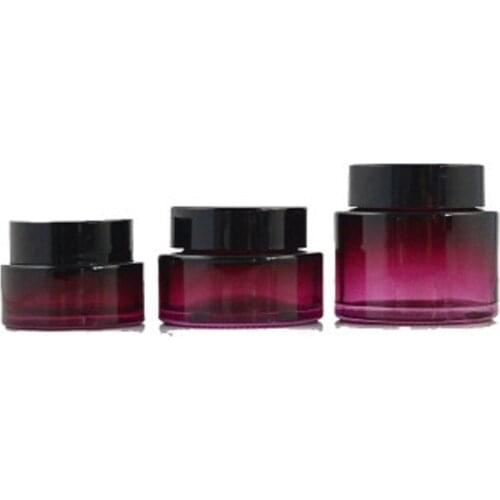 20g Eye Cream Jar Purple Gradient Glass Bottle Black Cap Empty Refillable Packing Jar 30g Beauty Cosmetic Containers Bottles 50g