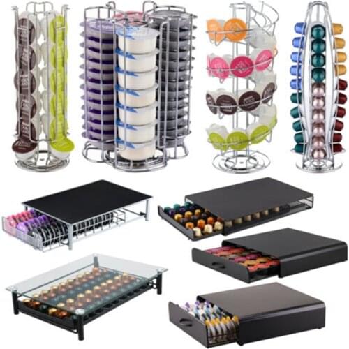 2020 Coffee Pod Drawer Coffee Capsule Holder Holding 40pcs Coffee Capsules For Nespresso Metal Big Capacity Multifunctional
