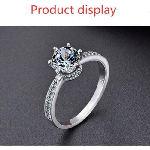 2021 New Ring s925 Silver Six-Claw Inlaid AAAAA Zircon Ring Jewelry
