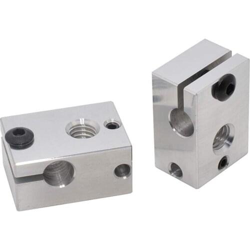 2Pcs 3D Printer M6 Aluminum Heater Block for M3 Thermocouple PT100 Cartridge Sensor V6 Hotend Aero Water Cooled