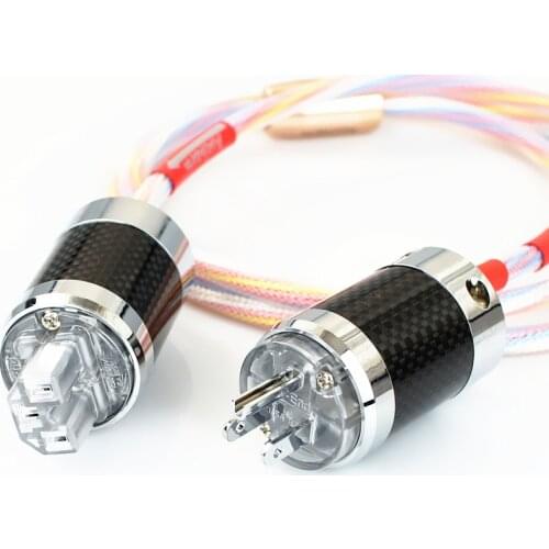 4N Silver-plated HIFI AU US Power Supply Line 4N Copper Audio Power Wire CD TUBE AMP Carbon fibre EU power cord HIFI Power Cable