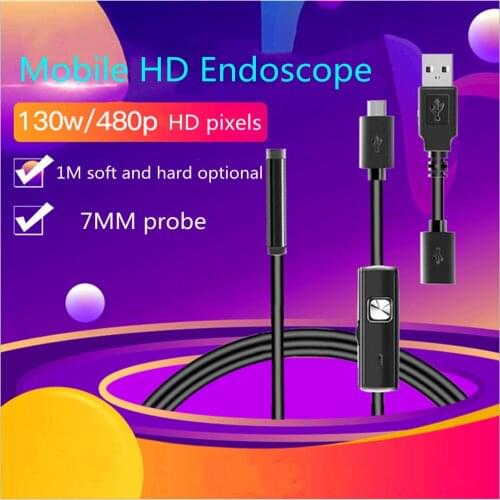 7mm mobile phone endoscope waterproof pipe endoscope camera USB interface IP67 waterproof 6LED suitable for Android PC laptop