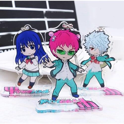 Anime Saiki Kusuo no Psi Nan Cartoon Acrylic Keychain Stand Figure Pendant Cosplay Prop for Boy Girl Keyring Collectible