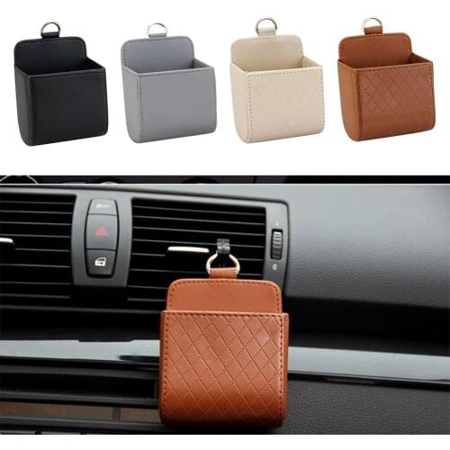 Car Outlet Mobile Holder Pouch PU Leather Storage Organizer Bag Hanging Bag