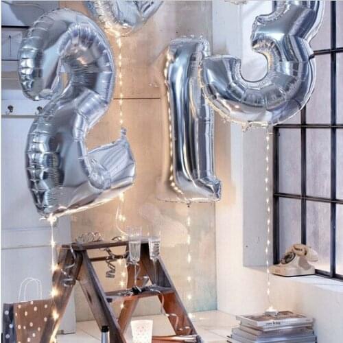 Free Ship Hot Number Series16 Inch Silver Aluminum Film Balloon Birthday Wedding Party Balloon Decoration Activities Arrangement