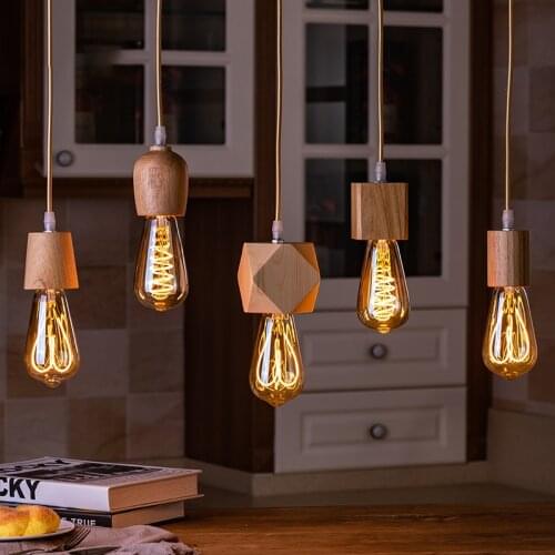 Nordic Modern Wooden Pendant Lights E27 For Bedroom Kitchen Bar Restaurant Indoor Lighting Home Hanging Light Decoration Fixture