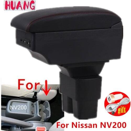 For Nissan NV200 Armrest box Retrofit parts Interior Car Armrest Storage box accessories Retrofit parts USB LED