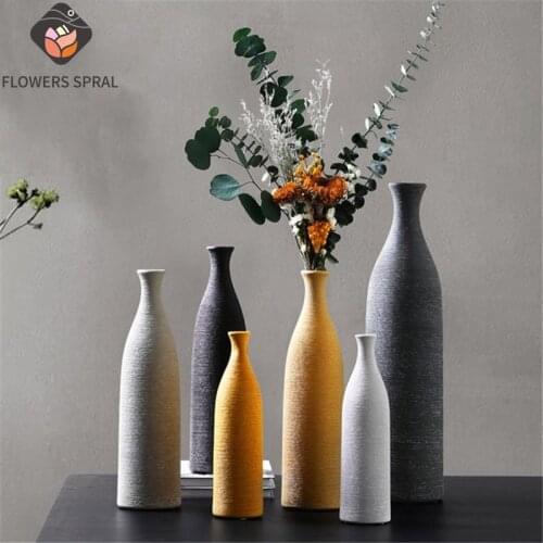 Nordic Ceramic Vase Home Decoration Creative Light Luxury Style Living Room Desktop Flower Arrangement Hand-Painted Vase
