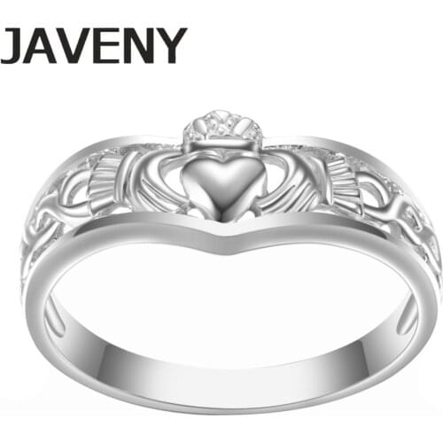 925 Sterling Silver Simple Plain Irish Claddagh Promise Engagement Bridal Wedding Rings for Women Birthday Christmas Gifts