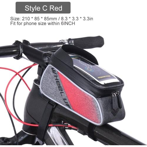 Wheel Up Bike Bag Waterproof Front Bicycle Cycling Bag Cycling Zipper Top Tube Phone Case Touchscreen Waterproof 6.6in