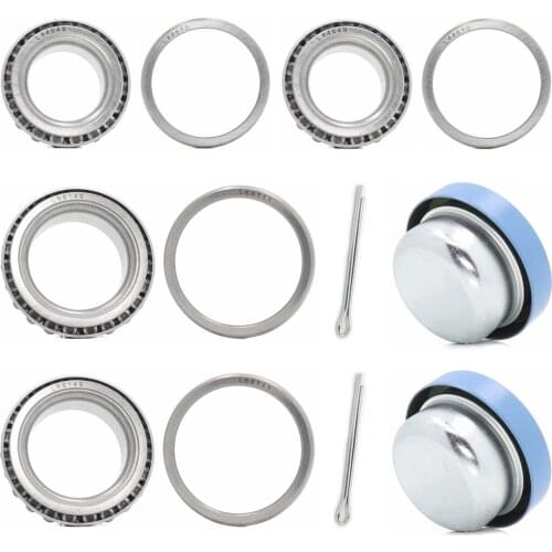 2 Set 1-3/8'' 1-1/16'' Axles Trailer Wheel Hub Bearings Kit, L44649/10 L68149/11, 171255TB Seal ,Dust Cover and Cotter Pin