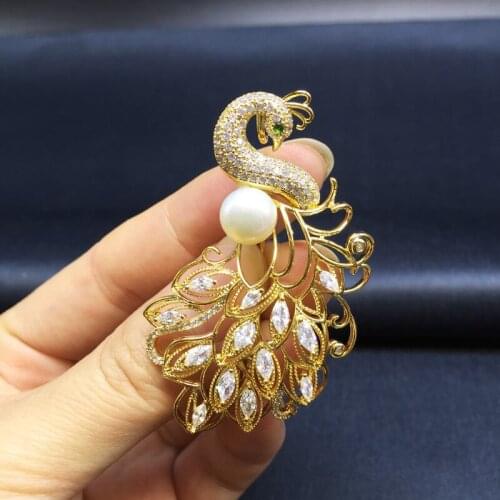 LANZYO Natural fresh water pearl happiness Brooch new xz063