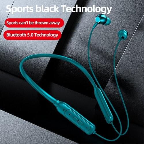 Mini Hanging Neck Bluetooth 5.0 Wireless Sports Headset With Mic Stereo Headphones Earbuds support TF Card For Android IOS