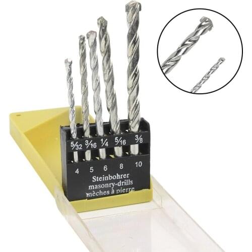 5PCS 4/5/6/8/10mm Tungsten Carbide Drill Bit Set for Masonry Concrete Drilling Power Tool Accessories Drilling Bits Set