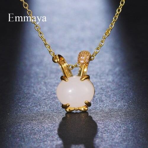 Emmaya New Arrival Shiny White Glass Pendant For Female Elegant Gold Decoration Wedding Party Fashion Necklace Noble Jewelry