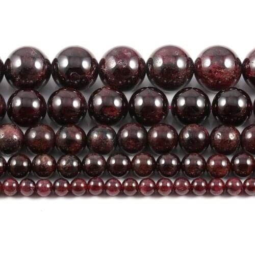 Wholesale Natural Stone Dark Red Garnet Beads Round Loose Beads For Jewelry Making DIY Bracelet Necklace Accessories Strand 15