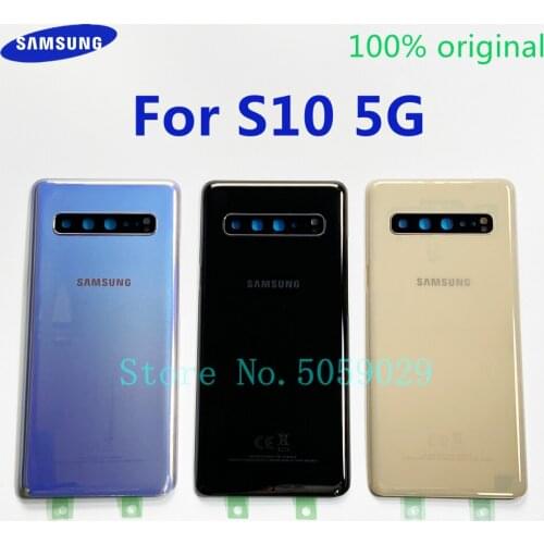 Original Back Cover Glass For Samsung Galaxy S10 5G Version G9770 G977F G977B Housing Battery Door Rear Case With Camera Lens