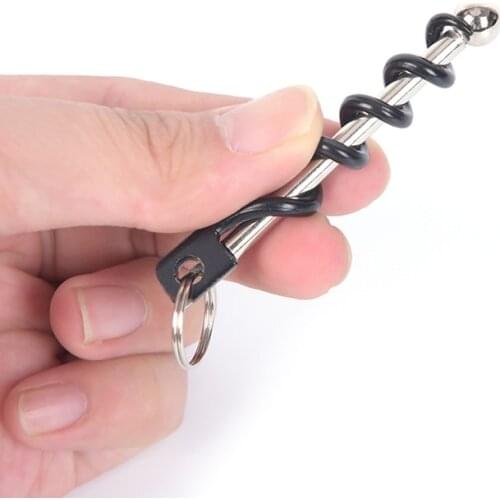 Outdoor Stainless Steel Mini EDC Cork Screw Red Wine Bottle Opener Keyring Tool Multi-functional Camping Survival Equipment Tool