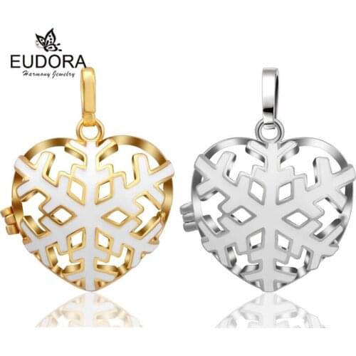 Eudora Hollow Snowflake Cage Pendant Harmony Bola fit Bell Ringing Chime Pendant For Women Baby Angel Caller Jewelry 2 Colors