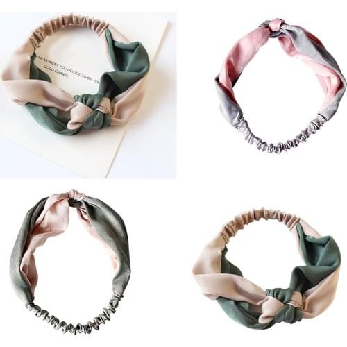 Fashion Women Yoga Color Bl ock Knotted Hairband Turban Headband Decor Gift Fashion color bl ock design suitable for doing