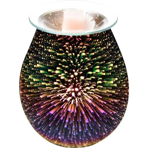 Practice Oil Diffuser Electric Candle Warmer Glass Wax Melt Warmer With 3D Firework Effect Night Light Tart Burner Very Well