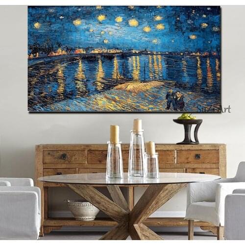 Professional Artist Handmade High Quality Reproduction Vincent Van Gogh Oil Painting The Starry Night Oil Painting On Canvas