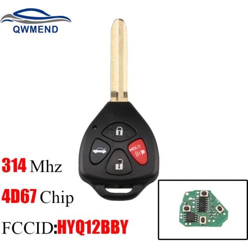 BHKEY 315Mhz Remote key For Toyota HYQ12BBY For Toyota Camry Avalon Corolla Matrix RAV4 Venza Yaris 4D67 or G Chip optional