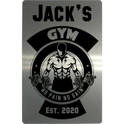 DIY House Number Customized Personalised Gym No Pain No Gain Metal Aluminium Sign Plaque Fitness Door