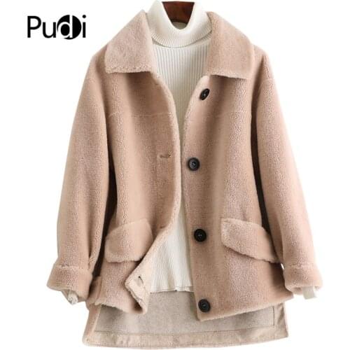 Aorice women winter real wool fur coat oversize female warm jacket real sheep shearing fur coats lady jacket overcoat A50001