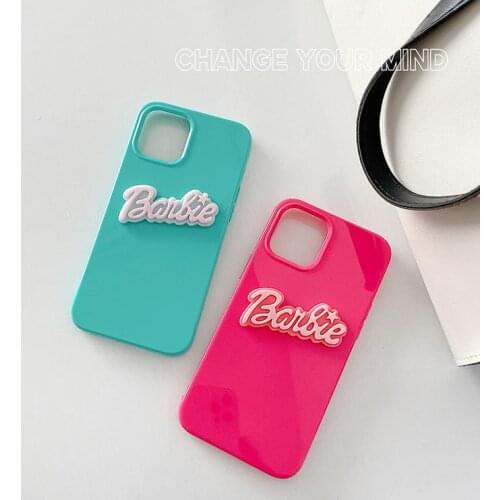 Aquamarine & Rose Red Barbe Silicon Case for iPhone 12 Pro Max Back Phone Cover for 12 11 Pro Max X XS XR 8 7 Plus SE 2020