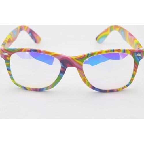 Multicolor Frame Kaleidoscope Glasses Real Glass Lens